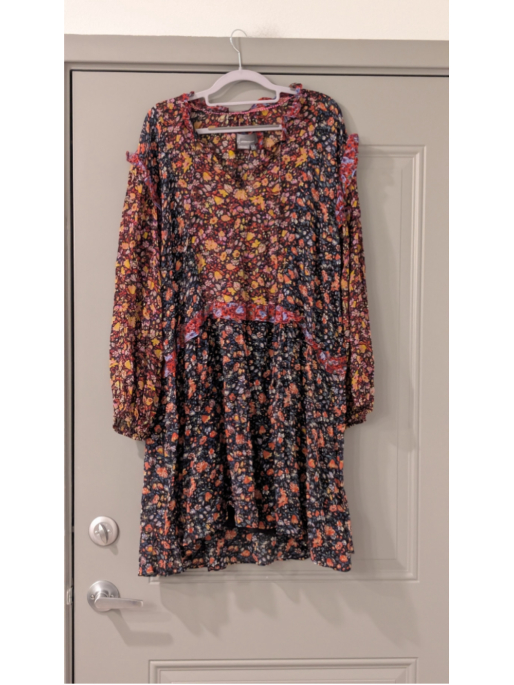 by Anthropologie Floral Mixed Print Ruffle Midi Dress Size M NWT